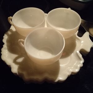 1930s Two Sets of Orchid Crystal Snack Sets and Extra Cup